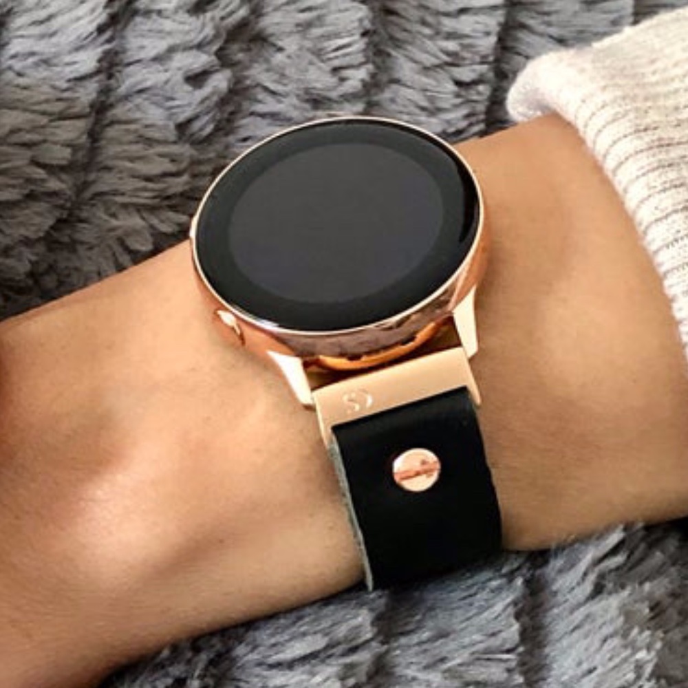 Black Leather Galaxy Watch Active 40mm Bracelet